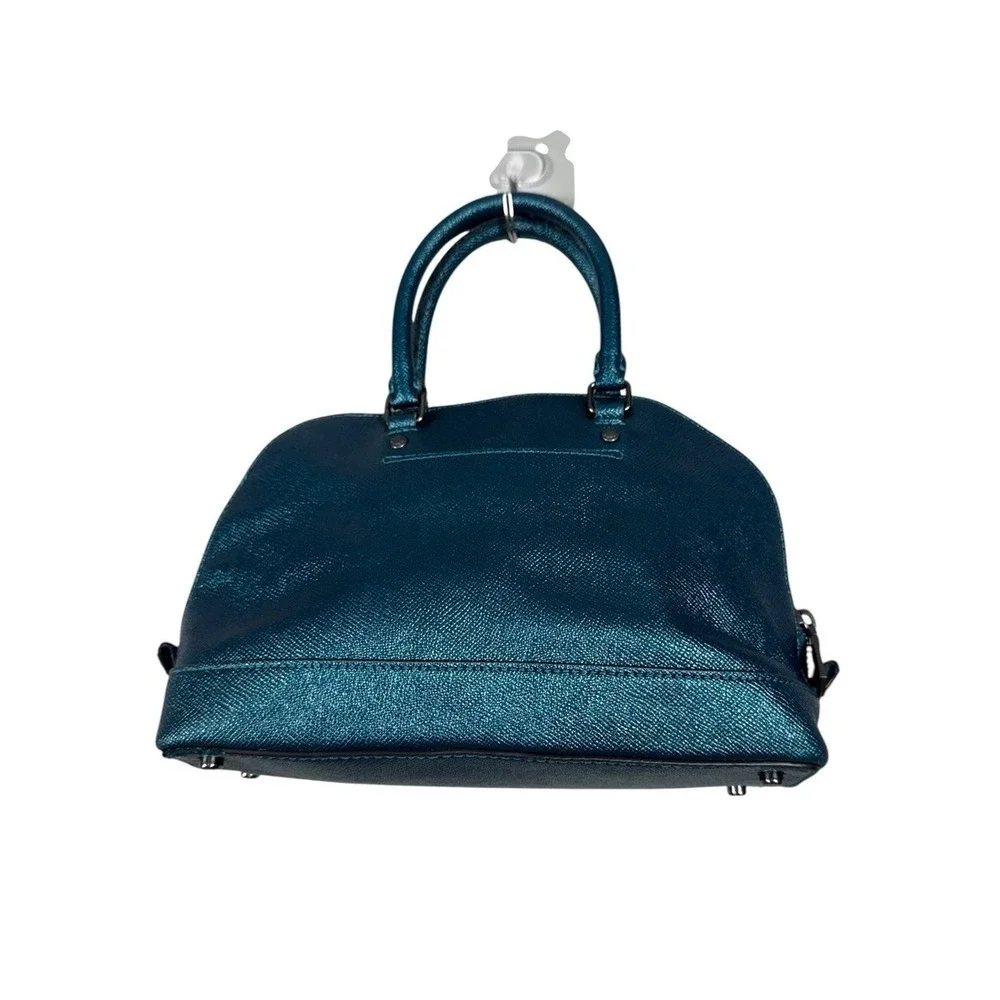 Coach Sierra Saffiano Y2K Leather Satchel Metallic Teal Blue 2017 Statement